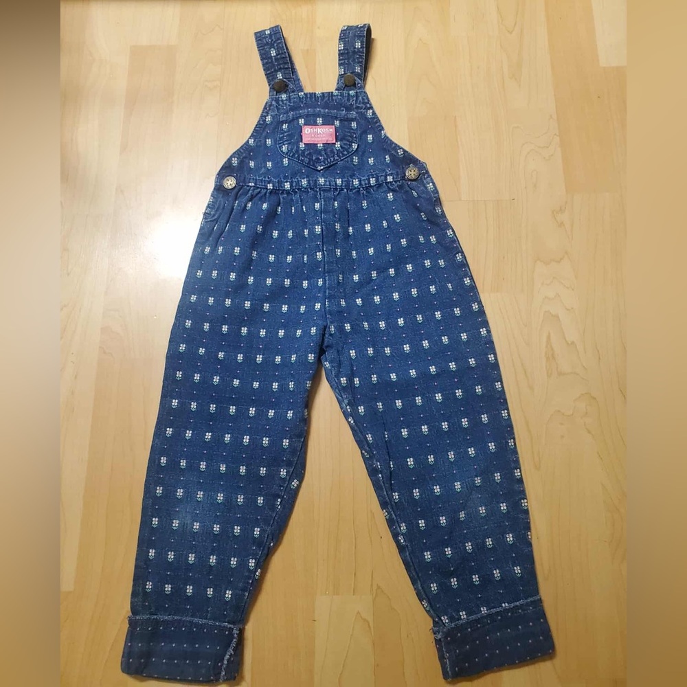 Vintage Oshkosh Bo’Gosh Floral Girls Overalls